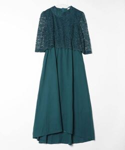 「Lace Ladies」 7分袖ワンピース M ブルーグリーン レディース