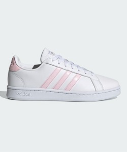 「adidas」 ローカットスニーカー 23.5cm ホワイト×ピンク レディース