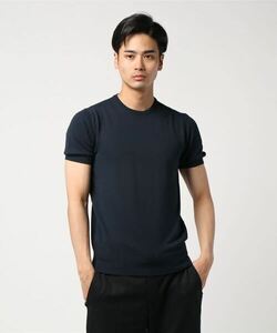 「BEAMS F」 半袖ニット 44 ネイビー メンズ