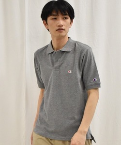 「Champion」 半袖ポロシャツ L 杢グレー メンズ