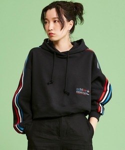 「adidas」 プルオーバーパーカー LARGE ブラック レディース