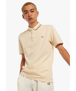 「FRED PERRY」 半袖ポロシャツ M ベージュ メンズ