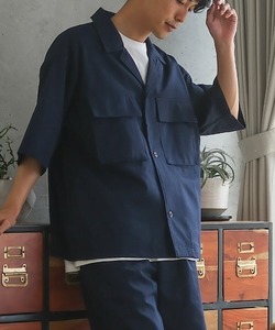 「improves」 7分袖シャツ LARGE ネイビー メンズ