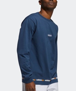 「adidas」 長袖Tシャツ MEDIUM ネイビー メンズ