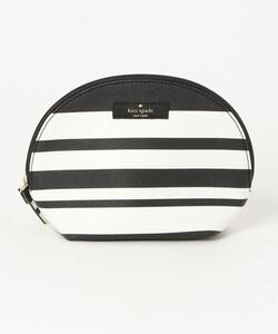 「kate spade new york」 ボーダー柄ポーチ - ブラック レディース