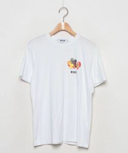 「MSGM」 ワンポイント半袖Tシャツ S ホワイト レディース