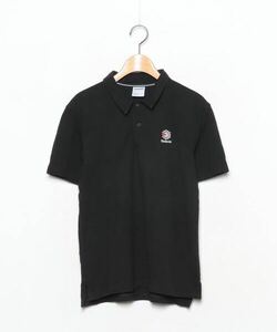 「Reebok」 ワンポイント半袖ポロシャツ L ブラック レディース