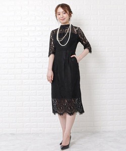 「Lace Ladies」 7分袖ワンピース S ブラック レディース