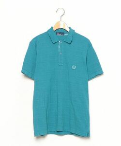 「FRED PERRY」 ワンポイント半袖ポロシャツ S ブルー メンズ