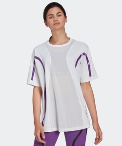 「adidas by Stella McCartney」 半袖Tシャツ MEDIUM ホワイト×パープル レディース_画像1