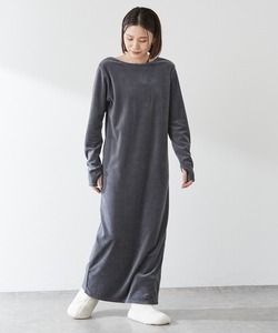 「Omekashi」 「earthy」長袖ワンピース S チャコールグレー レディース