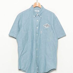 「HOLLYWOOD RANCH MARKET」 刺繍半袖シャツ 3 ブルー メンズの画像1
