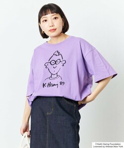 「FREAK'S STORE」 「Keith Haring」半袖Tシャツ フリ- パープル レディース