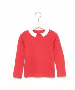 「PETIT BATEAU」 「KIDS」ワンポイント長袖カットソー - レッド キッズ_画像1