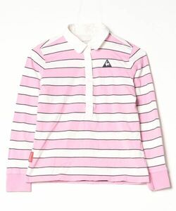 「le coq sportif」 ボーダー柄長袖ポロシャツ M ピンク レディース