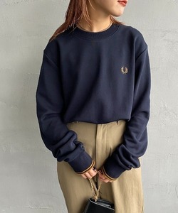 「FRED PERRY」 スウェットカットソー M ネイビー レディース