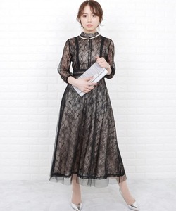 「Lace Ladies」 長袖ワンピース L ブラック レディース