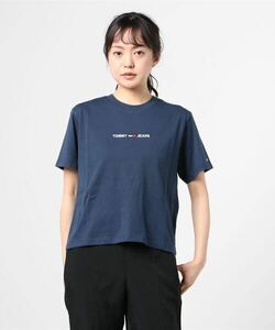 「TOMMY JEANS」 半袖Tシャツ LARGE ネイビー レディース