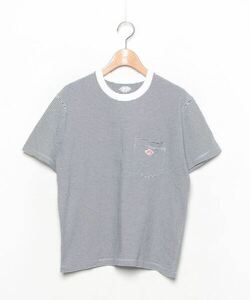 「DANTON」 ボーダー柄半袖Tシャツ 36 ネイビー レディース