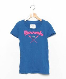 「Abercrombie&Fitch」 刺繍半袖カットソー M ブルー レディース