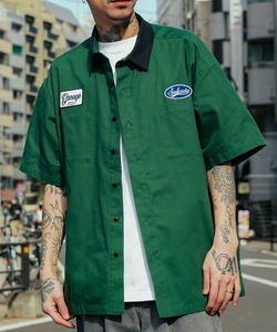 「Subciety」 半袖シャツ LARGE グリーン メンズ_画像1