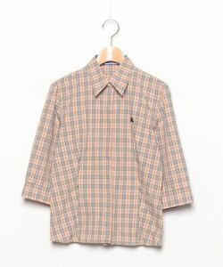 「BURBERRY BLUE LABEL」 チェック柄7分袖シャツ 38 ベージュ レディース