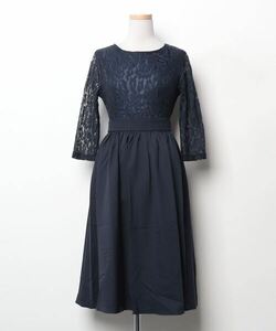 「Lace Ladies」 7分袖ワンピース M ネイビー レディース