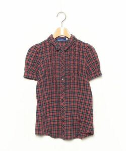 「BURBERRY BLUE LABEL」 チェック柄半袖シャツ 36 レッド レディース