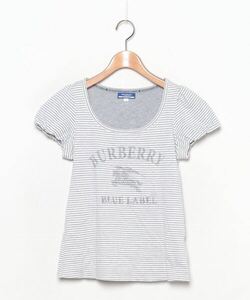 「BURBERRY BLUE LABEL」 ボーダー柄半袖カットソー 38 グレー レディース_画像1