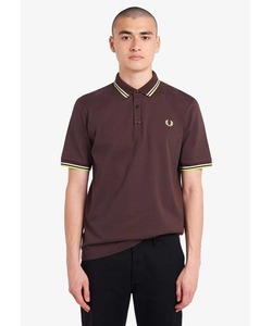 「FRED PERRY」 半袖ポロシャツ M ダークブラウン メンズ