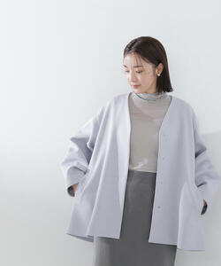 「NATURAL BEAUTY BASIC」 ノーカラージャケット MEDIUM ブルー レディース