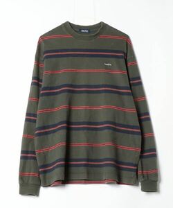 「NAUTICA」 ボーダー柄長袖Tシャツ L グリーン メンズ