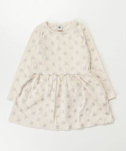 「PETIT BATEAU」 「KIDS」長袖ワンピース 110cm ベージュ キッズ