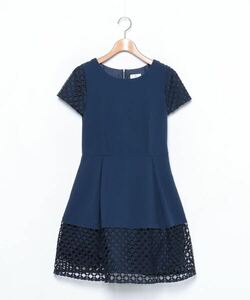 「LANVIN en Bleu」 半袖ワンピース 36 ネイビー レディース