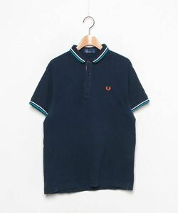 「FRED PERRY」 ワンポイント半袖ポロシャツ M ネイビー メンズ_画像1