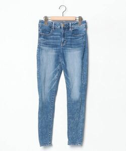 「American Eagle」 加工スキニーデニムパンツ 36 ブルー レディース