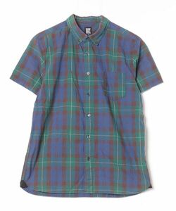 「Design Tshirts Store graniph」 チェック柄半袖シャツ M ブルー メンズ