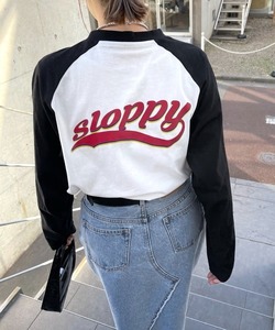 「WHO'S WHO gallery」 「sloppy」長袖カットソー FREE ブラック×ホワイト レディース