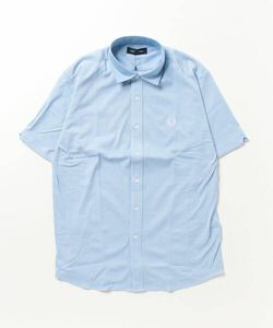 「FRED PERRY」 半袖シャツ L サックスブルー メンズ