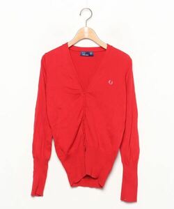 「FRED PERRY」 ニットカーディガン 36 レッド レディース_画像1