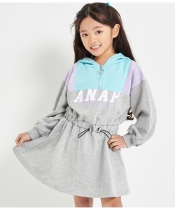 「ANAP kids」 「KIDS」長袖ワンピース 120cm グレー キッズ