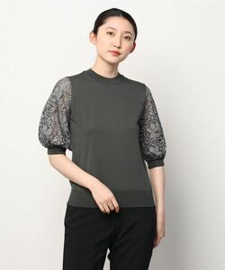 「Demi-Luxe BEAMS」 半袖ニット ONE SIZE グレー レディース