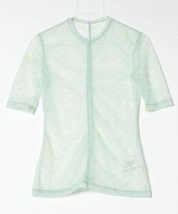 「mame」 MARBLE PRINTED PLAID SHEER CREW NECK TOP ブラウス 2 グリーン レディース