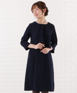 「Lace Ladies」 7分袖ワンピース M ネイビー レディース_画像1