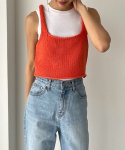 「CANAL JEAN」 キャミソールニット ONE SIZE オレンジ レディース_画像1