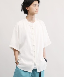 「Lulu ＆ Arnie」 「HALHAM」半袖シャツ LARGE オフホワイト メンズ