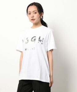 「MSGM」 半袖Tシャツ S ホワイト×シルバー レディース