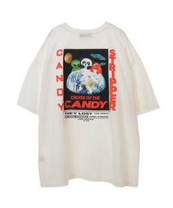 「Candy Stripper」 半袖Tシャツ 2 オフホワイト レディース