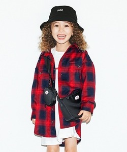 「X-girl Stages」 「KIDS」シャツワンピース 100cm レッド キッズ