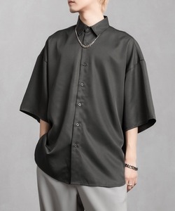 「Adoon plain」 半袖シャツ MEDIUM チャコールグレー メンズ